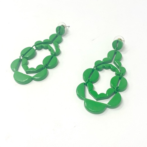 New Free People Green Metal Mod Retro Earrings - Picture 3 of 5